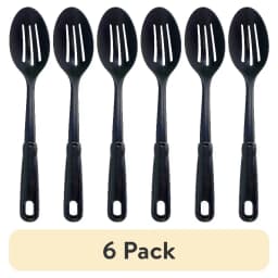 Slotted Plastic Straining Spoon, Soft-Grip Black Handle, Nylon Head