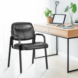 JHK Ergonomic Padded Backrest Leather Office Chair Waterproof PU Leather Conference Room Padded Sponge Cushion Arms Desk Chair