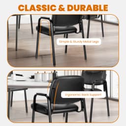 JHK Ergonomic Padded Backrest Leather Office Chair Waterproof PU Leather Conference Room Padded Sponge Cushion Arms Desk Chair
