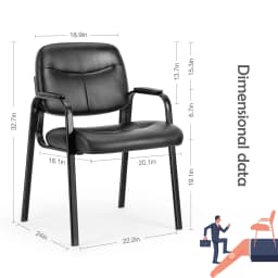 JHK Ergonomic Padded Backrest Leather Office Chair Waterproof PU Leather Conference Room Padded Sponge Cushion Arms Desk Chair