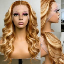 Ombre Honey Blonde Mixed Body Wave Wig Human Hair 13x4 Hd Lace Front Wig Brazilian Human Hair 200 Density Glueless Wig for Women
