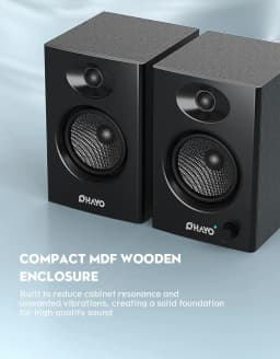 OHAYO Active Bluetooth 5.3 Bookshelf Speakers, 60W MDF Wooden Speaker Unit , 2.0 Computer PC Monitor Gaming Speakers,RCA/AUX/USB