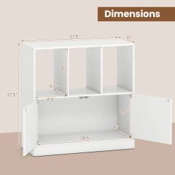 Cube Bookcase with Doors, Open Compartments & Cabinet, Modern Display Shelf