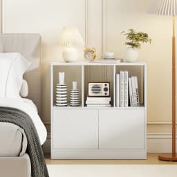 Cube Bookcase with Doors, Open Compartments & Cabinet, Modern Display Shelf