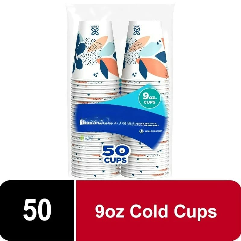 Disposable Paper Cups, 9 oz, Multi-Color, 50 count