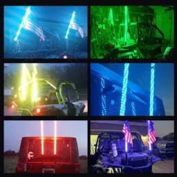 2PCS 3/4/5FT LED Whip Lights RGB Waterproof Multi-Color Flagpole Lamp Bowlight for Offroad Sand Rails Buggies SxS ATV/UTV RZR