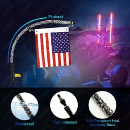 2PCS 3/4/5FT LED Whip Lights RGB Waterproof Multi-Color Flagpole Lamp Bowlight for Offroad Sand Rails Buggies SxS ATV/UTV RZR