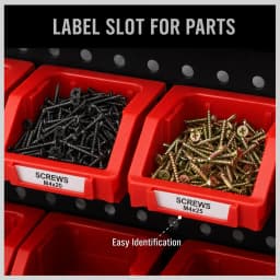 Wall Mounted Storage Bins Organizer Rack with 30 Dual Color Bins, Heavy Duty Plastic Hanging Parts Bin System, Garage Wall Hardware Holder for Screws Bolts Nuts Washers, Stackable Small Large Tool Containers for Workshop Shed DIY Craft Room