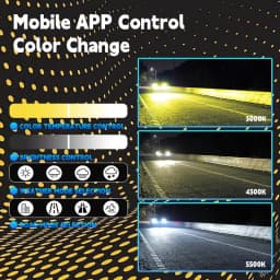 3 Colors APP Control H7 Car Headlight Bulbs 3000K 4300K 6000K Mini Turbo Headlight H8 H11 H9 9005 HB3 9006 HB4 LED Car Lights