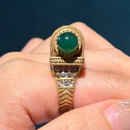Vintage Black Green Ring Stone Bullet Head For Women Antique 18k Gold Color Luxury Quality Jewelry Dubai Brand Mothers Day Gift