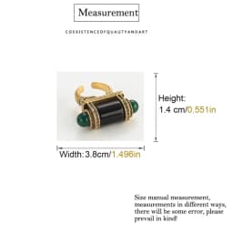 Vintage Black Green Ring Stone Bullet Head For Women Antique 18k Gold Color Luxury Quality Jewelry Dubai Brand Mothers Day Gift