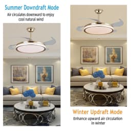 42 Inch Ceiling Fan Speed 3 Color with Remote Control Temperature 3000K-6000K Dimmable LED Reversible Quiet Motor Gold Ceiling Fan Lamp for Bedroom Living Room Kitchen Home