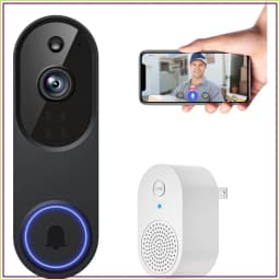 Smart Video Doorbell Camera 1080p WiFi, AI Human Detection, Night Vision, 2-Way Audio, Cloud Storage, Battery Powered, Indoor/Outdoor