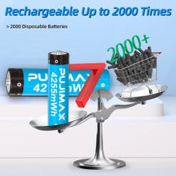 PUJIMAX 8pcs 1.5V AA Li-ion Battery 4255mWh Lithium Ion Rechargeable Batteries for Remote Control Mouse Computers Toy Clocks