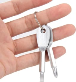 2 Set(4PCS) Portable Multifunction Key Chain Screwdriver Mini Key Shape Travel Kits Outdoor EDC Screwdriver Tool with Key Ring(Color: Black Silver)