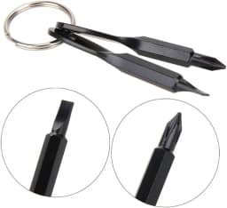 2 Set(4PCS) Portable Multifunction Key Chain Screwdriver Mini Key Shape Travel Kits Outdoor EDC Screwdriver Tool with Key Ring(Color: Black Silver)
