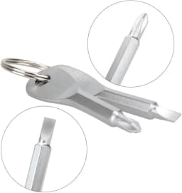 2 Set(4PCS) Portable Multifunction Key Chain Screwdriver Mini Key Shape Travel Kits Outdoor EDC Screwdriver Tool with Key Ring(Color: Black Silver)