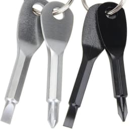 2 Set(4PCS) Portable Multifunction Key Chain Screwdriver Mini Key Shape Travel Kits Outdoor EDC Screwdriver Tool with Key Ring(Color: Black Silver)