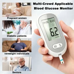 Portable Blood Glucose Meter, High Accuracy Glucose Testing Device with Memory Function, Easy Operation Home Health Monitor for Family