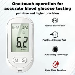 Portable Blood Glucose Meter, High Accuracy Glucose Testing Device with Memory Function, Easy Operation Home Health Monitor for Family