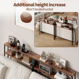Narrow Console Table With Power Outlets, 2-Tier Slim Sofa Table With USB-C, Behind Couch Entryway Table For Living Room