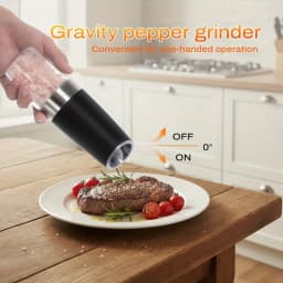 2pcs Gravity-sensing Electric Salt And Pepper Grinder Set, Battery-powered LED Light, One-hand Operation, Local Fast Delivery, Adjustable Coarseness Grinder, Black Kitchen Gadget, Salt And Pepper Grinder Electric 2pcs, Birthday Gift
