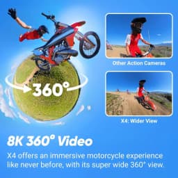 Insta360 X4 Motorcycle Bundle- 8K Waterproof 360 Action Camera, 4K Wide-Angle Video, 135-Min Battery, AI Editing, Stabilization, for Sports & Travel