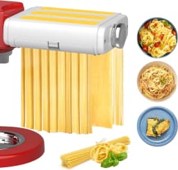 3-in-1 Pasta Maker Attachment for KitchenAid & Cuisinart Stand Mixers, Pasta Roller, Spaghetti & Fettuccine Cutter Set with Cleaning Brush, Stainless Steel