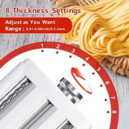 3-in-1 Pasta Maker Attachment for KitchenAid & Cuisinart Stand Mixers, Pasta Roller, Spaghetti & Fettuccine Cutter Set with Cleaning Brush, Stainless Steel