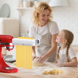 3-in-1 Pasta Maker Attachment for KitchenAid & Cuisinart Stand Mixers, Pasta Roller, Spaghetti & Fettuccine Cutter Set with Cleaning Brush, Stainless Steel