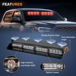Nilight 32LED Emergency Dash Strobe Lights with Controller Suction Cups Warning Hazard Windshield Deck Split Light Bar for Truck