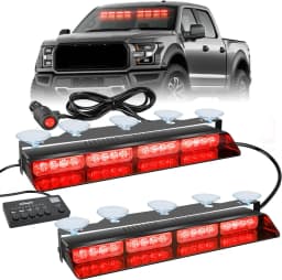 Nilight 32LED Emergency Dash Strobe Lights with Controller Suction Cups Warning Hazard Windshield Deck Split Light Bar for Truck