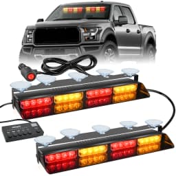 Nilight 32LED Emergency Dash Strobe Lights with Controller Suction Cups Warning Hazard Windshield Deck Split Light Bar for Truck