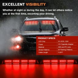 Nilight 32LED Emergency Dash Strobe Lights with Controller Suction Cups Warning Hazard Windshield Deck Split Light Bar for Truck