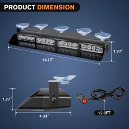 Nilight 32LED Emergency Dash Strobe Lights with Controller Suction Cups Warning Hazard Windshield Deck Split Light Bar for Truck