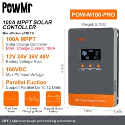 PowMr MPPT 100A 80A Solar Charge Controller 12V 24V 36V 48V Auto Solar Panels Regulator Parallel Up 12 Units For Lead LiFePO4 Lithium Battery
