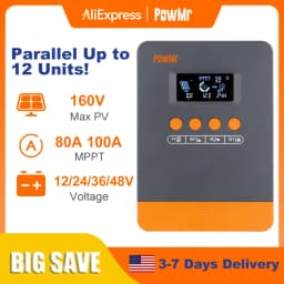 PowMr MPPT 100A 80A Solar Charge Controller 12V 24V 36V 48V Auto Solar Panels Regulator Parallel Up 12 Units For Lead LiFePO4 Lithium Battery