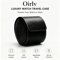 Oirlv Faux Leather Watch Box Premium Watch Storage Case & Watch Holder – Portable Watch Case for Travel/Daily Use Black & Brown