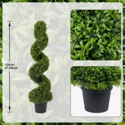 2 Pack 120cm Artificial Spiral Boxwood Topiary Tree with black pot, Faux Potted Topiary Plant, Fake Shrubs Tree for Front Door Home Balcony Backyard Patio Decoration