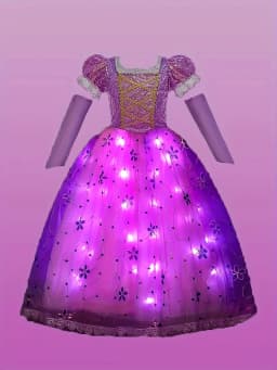 Girls Princess Costume Kid Carnival Dress Cosplay Floral LED Light Up Clothing Halloween Girls Christmas Party