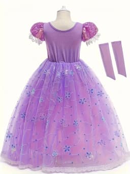 Girls Princess Costume Kid Carnival Dress Cosplay Floral LED Light Up Clothing Halloween Girls Christmas Party
