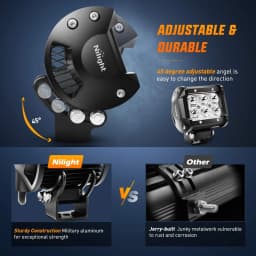 Nilight 18W LED Light Bar 8PCS 3.8inch 1260lm Spot LED Pods Driving Fog Light Off Road Lights Bar Jeep Lamp