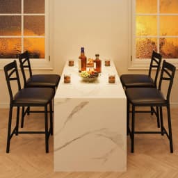 26 Inch Bar Stools Set of 4, Counter Height Bar Chairs with Back and Thick Cushion, Upholstered Dining Chairs with Padded Seat, Barstools for Kitchen Island, Bar, Dining Room, Modern Black