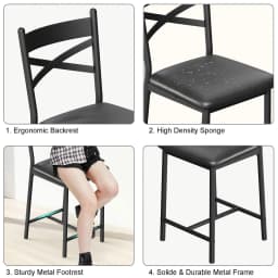 26 Inch Bar Stools Set of 4, Counter Height Bar Chairs with Back and Thick Cushion, Upholstered Dining Chairs with Padded Seat, Barstools for Kitchen Island, Bar, Dining Room, Modern Black