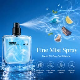 FOMIX 003 Blue Men’s Perfume Marine Citrus Cologne Long Lasting Fresh Ocean Aquatic Woody Scent Eau De Toilette Spray Grapefruit Lemon Cedar Ambergris Notes Daily Office Date Travel Party Portable Men’s Fragrance Gift for Him