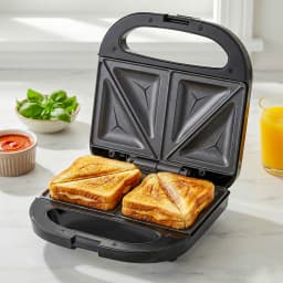 Stainless Steel 750W Sandwich & Panini Press, 2-Slice Non-Stick Grill Maker for Grilled Cheese, Tuna Melts and Omelets