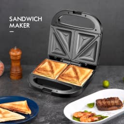 Stainless Steel 750W Sandwich & Panini Press, 2-Slice Non-Stick Grill Maker for Grilled Cheese, Tuna Melts and Omelets