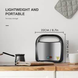 Stainless Steel 750W Sandwich & Panini Press, 2-Slice Non-Stick Grill Maker for Grilled Cheese, Tuna Melts and Omelets