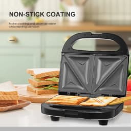 Stainless Steel 750W Sandwich & Panini Press, 2-Slice Non-Stick Grill Maker for Grilled Cheese, Tuna Melts and Omelets