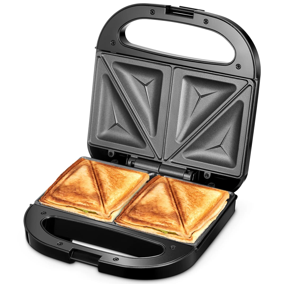 Stainless Steel 750W Sandwich & Panini Press, 2-Slice Non-Stick Grill Maker for Grilled Cheese, Tuna Melts and Omelets